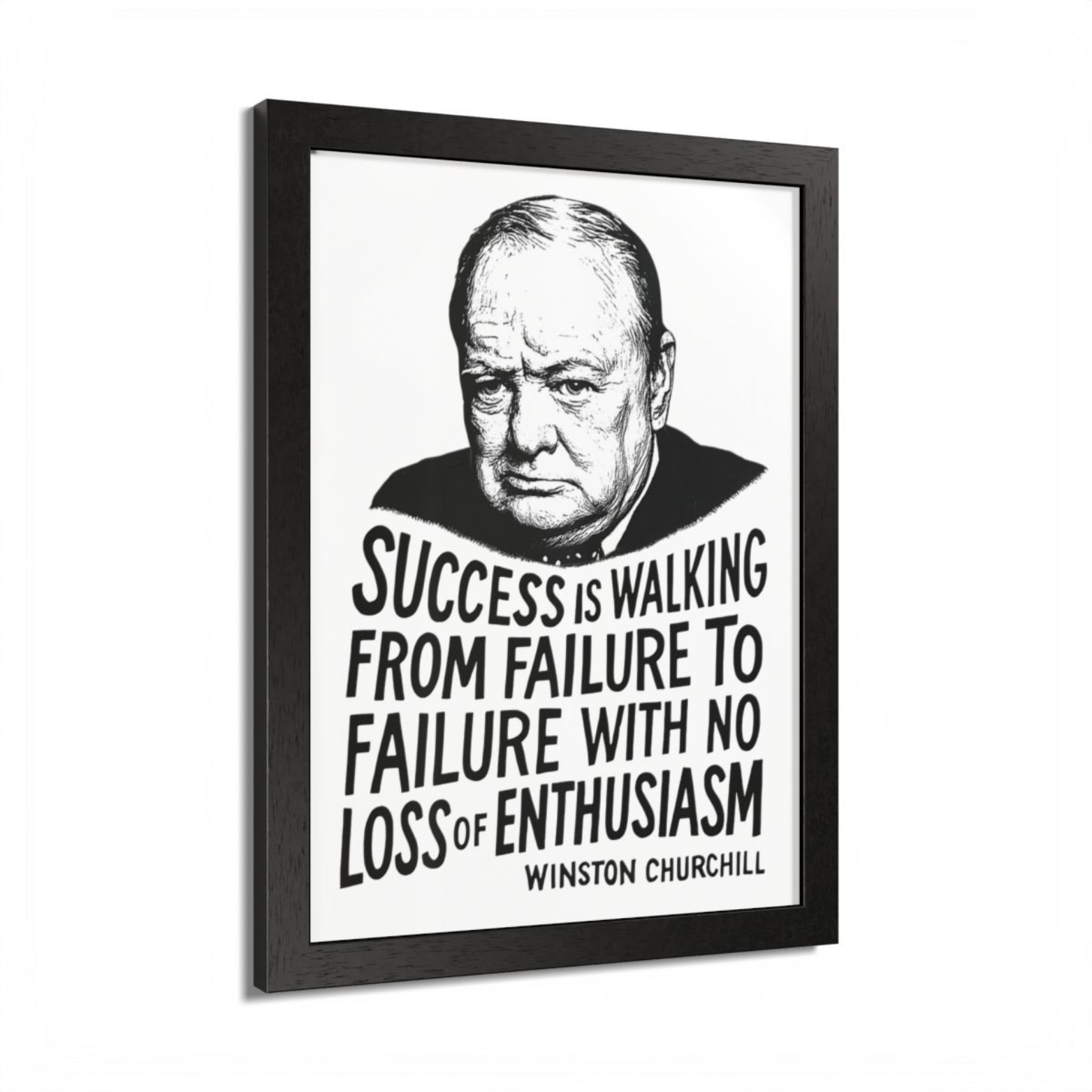 Winston Churchill "Success" Wooden Framed Poster A3 (29.7 x 42cm)