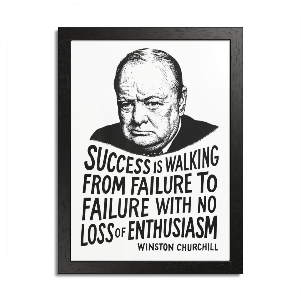 Winston Churchill "Success" Wooden Framed Poster A3 (29.7 x 42cm)
