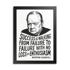 Winston Churchill "Success" Wooden Framed Poster A3 (29.7 x 42cm)