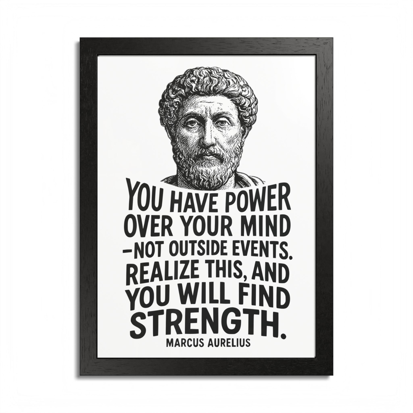 Marcus Aurelius "Strength" Wooden Framed Poster A3 (29.7 x 42cm)
