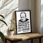 Winston Churchill "Success" Wooden Framed Poster A3 (29.7 x 42cm)