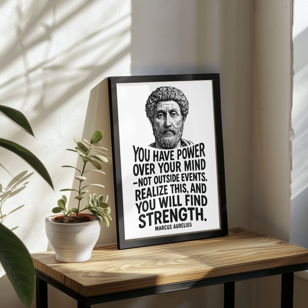 Marcus Aurelius "Strength" Wooden Framed Poster A3 (29.7 x 42cm)