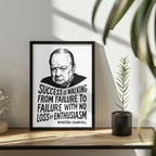 Winston Churchill "Success" Wooden Framed Poster A3 (29.7 x 42cm)