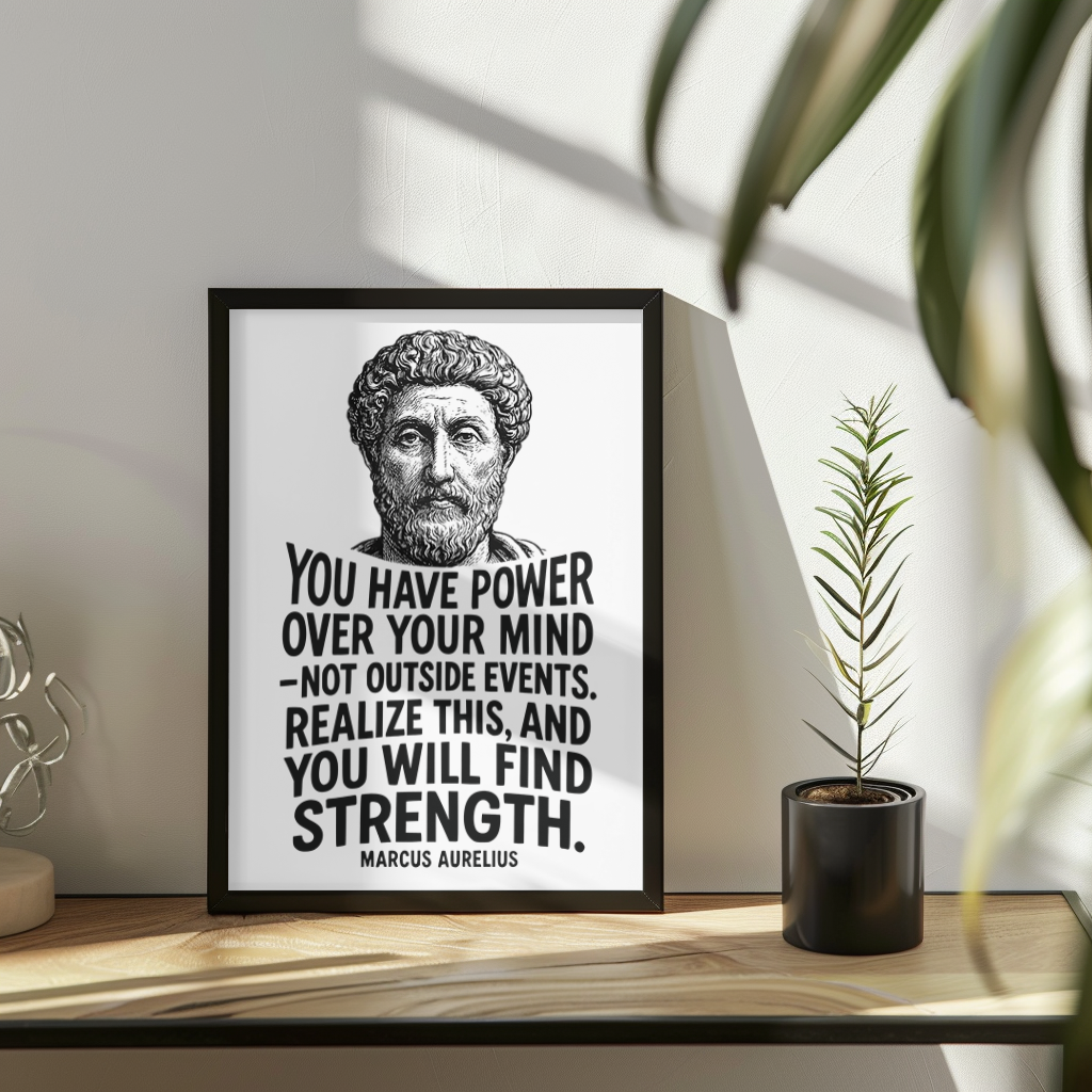 Marcus Aurelius "Strength" Wooden Framed Poster A3 (29.7 x 42cm)